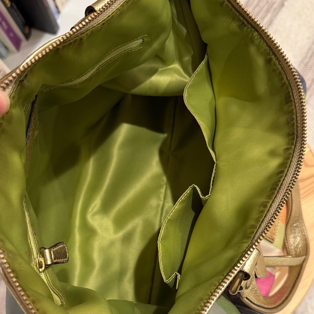 Coach Poppy Multicolor Striped Tote Bag with Gold Accents - Picture 13 of 16